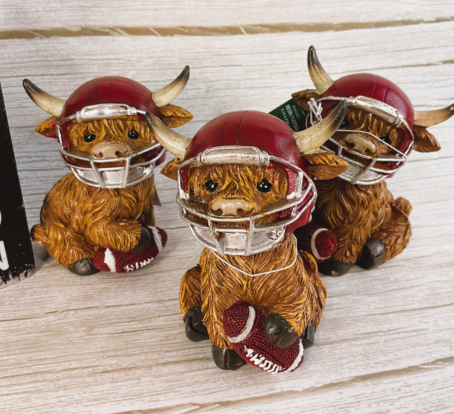 AGSD Fall Decor - Football Highland Cow Tabletop Resin Figurines 6pc