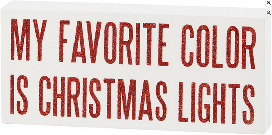 PBK Christmas Decor - Red White Light Bulb Favorite Color Block Sign