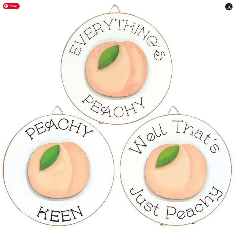 CWI Spring Decor - Small Peach Theme Easel Signs 3pc Set