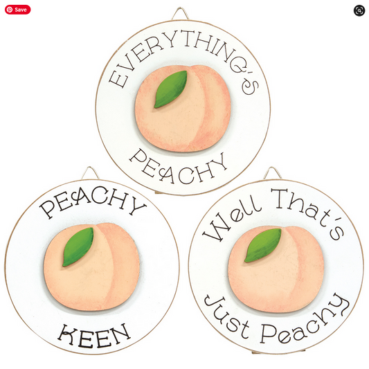 CWI Spring Decor - Small Peach Theme Easel Signs 3pc Set