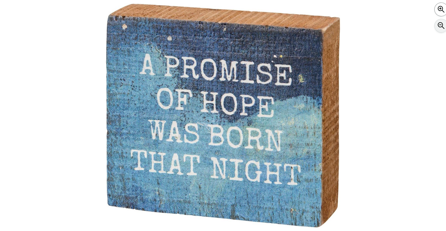 PBK Christmas Decor - Nativity A Promise of Hope Born Block Sign