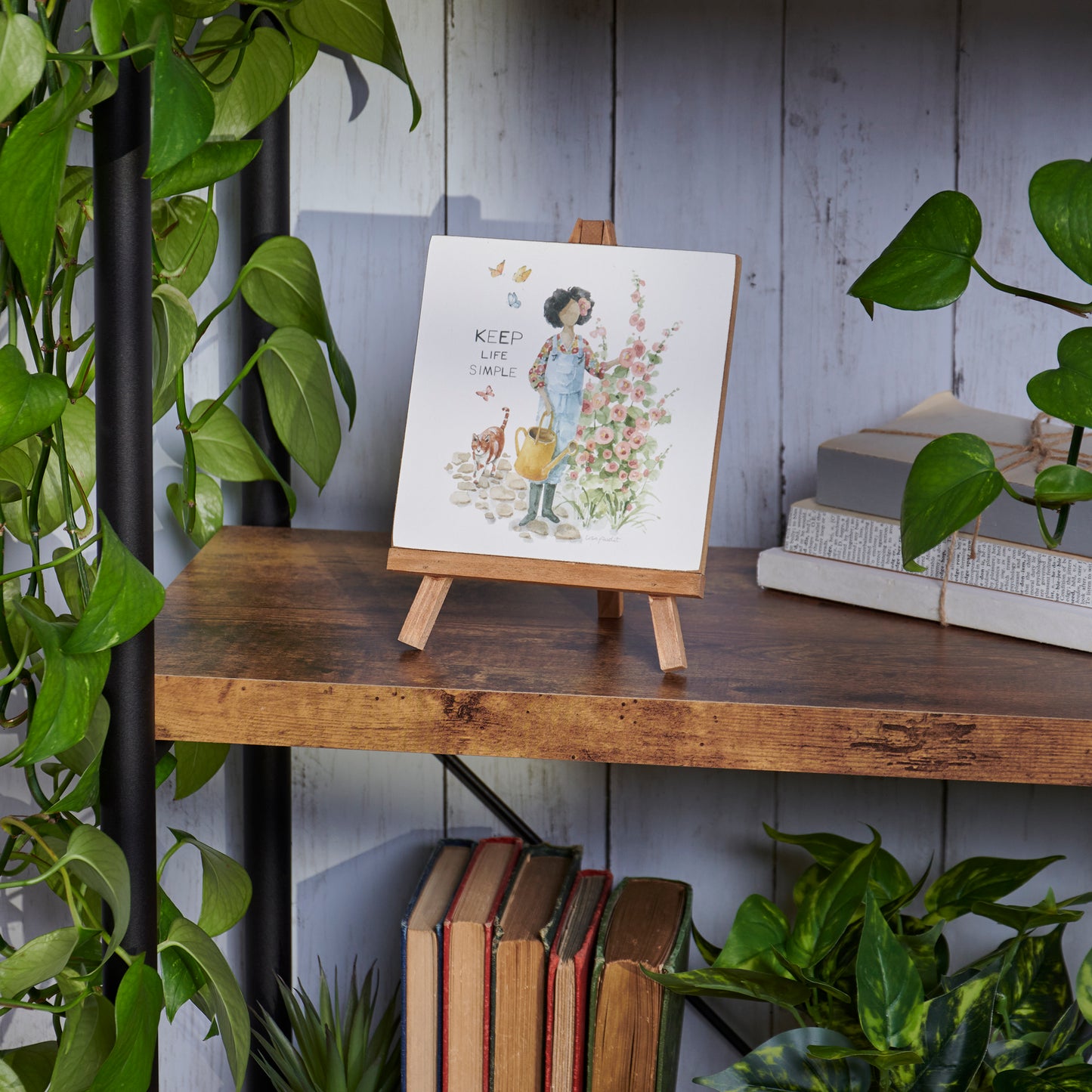 PBK Home Decor - Keep Life Simple Flower Garden Easel Sign