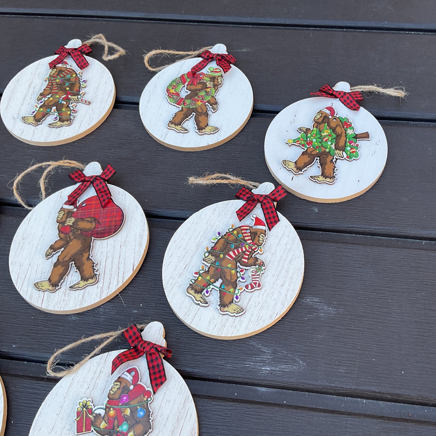 AGSD Christmas Decor - Bigfoot Sasquatch 3-D Ornaments 9pc Set