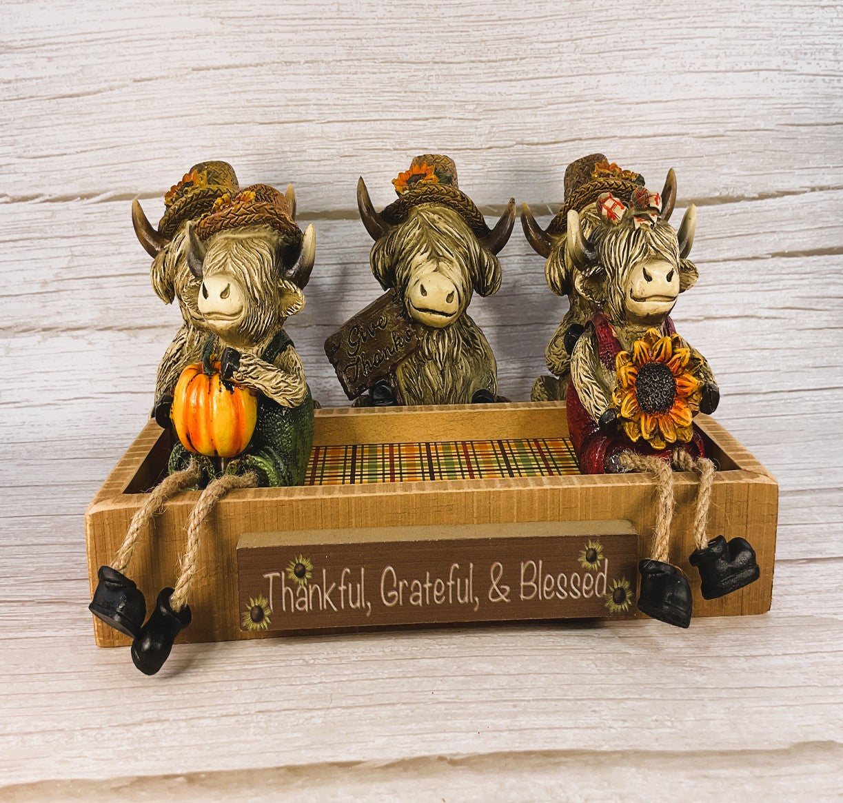 AGSD Fall Decor - Autumn Harvest Highland Cows wikth Stand 6pc Set