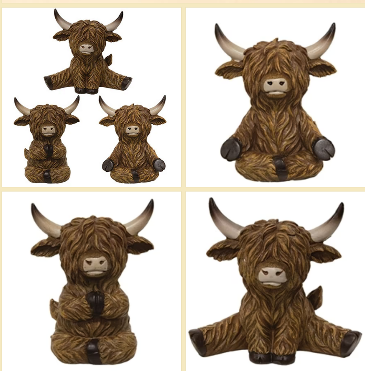 Gerson Home Decor - Yoga Meditation Highland Cow 3pc Set