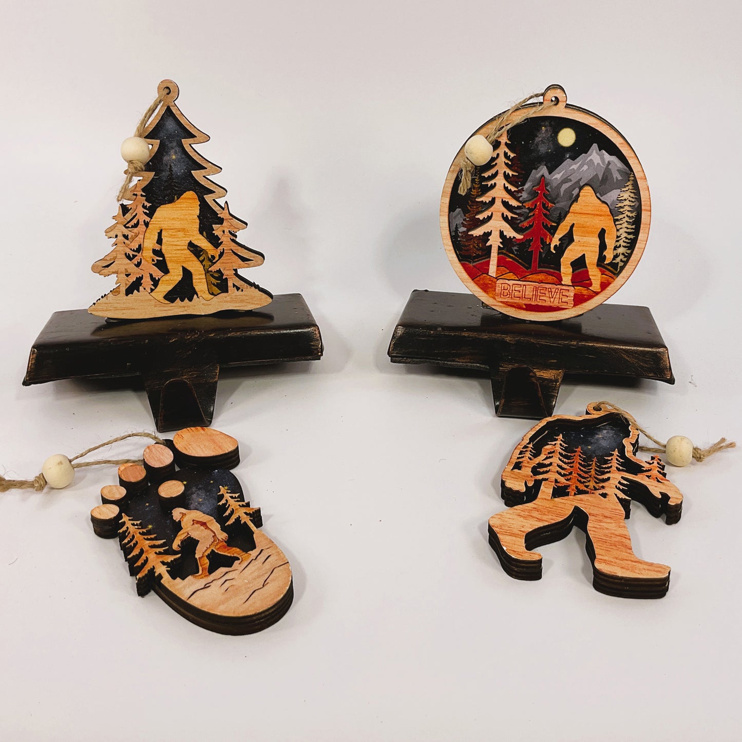 AGSD Christmas Decor –Bigfoot Sasquatch Stocking Holder 2pc Set