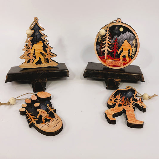 AGSD Christmas Decor –Bigfoot Sasquatch Stocking Holder 2pc Set