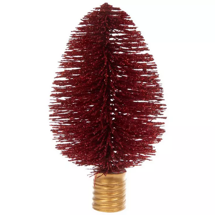 HL Christmas Decor - Light Bulb Sisal Bottlebrush Tree Small Red