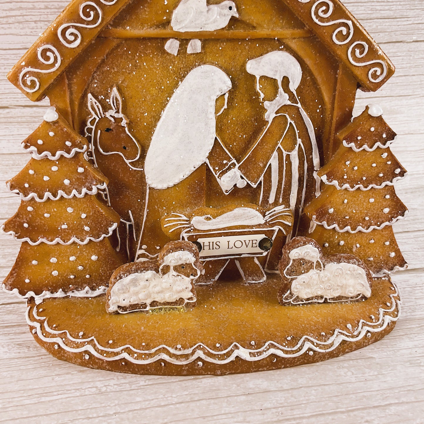 AGSD Christmas Decor - Love Gingerbread Nativity Holy Family Stable Figurine