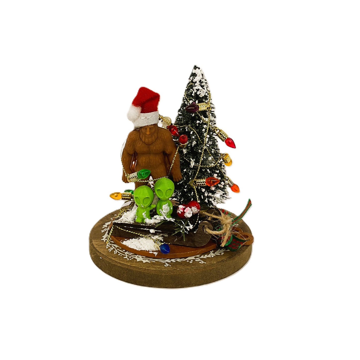 AGSD Christmas Decor - Bigfoot Green Alien Miniature Mini Small Scene