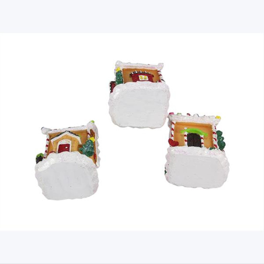 YI Christmas Decor - Small Gingerbread Cookie Houses 3pc Set