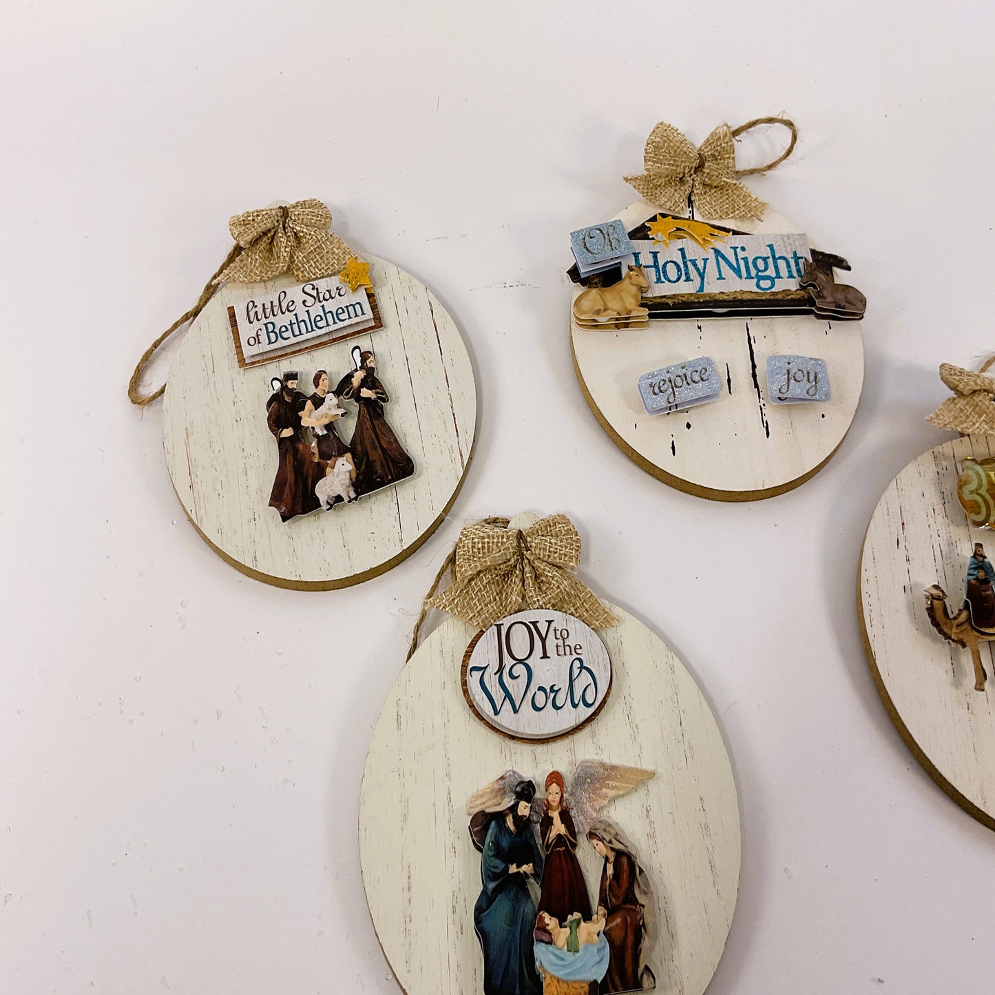 AGSD Christmas Decor - Nativity Theme 3-D Ornaments 4pc Set