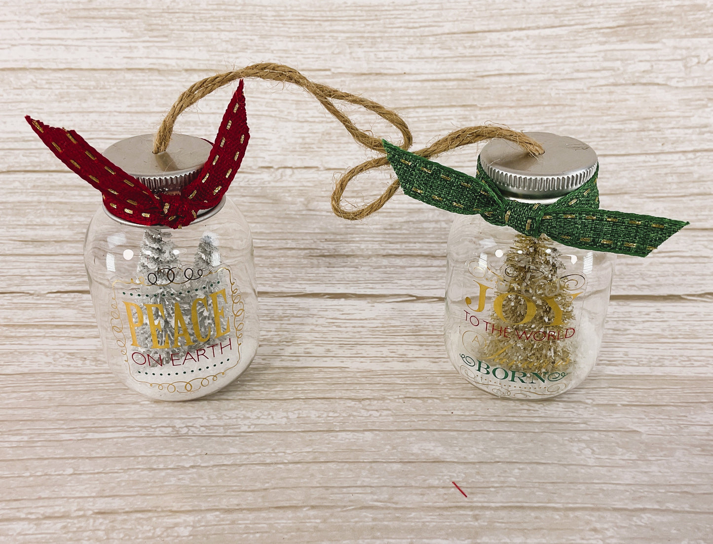 AGSD Christmas Decor – Small Snow Filled Mason Jar Ornaments 2pc