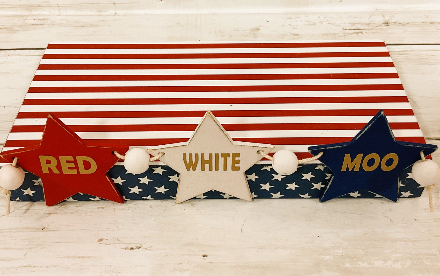 AGD Patriotic Decor - Red White Moo July 4th Resin Highland Cows - Option A