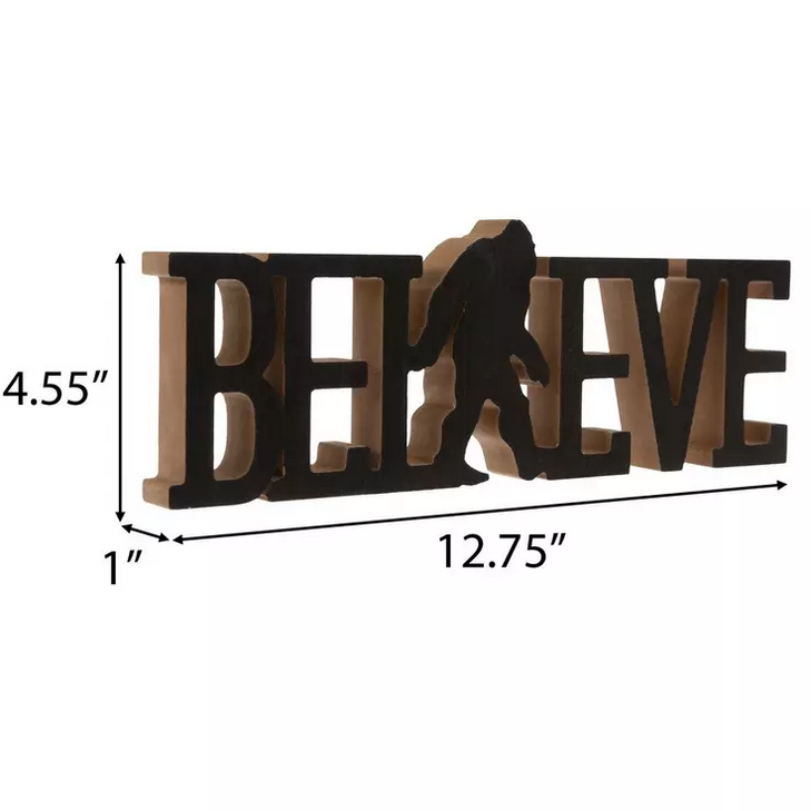 HL Home Decor - Novelty Bigfoot Cut-out Believe Wood Sitter Sign