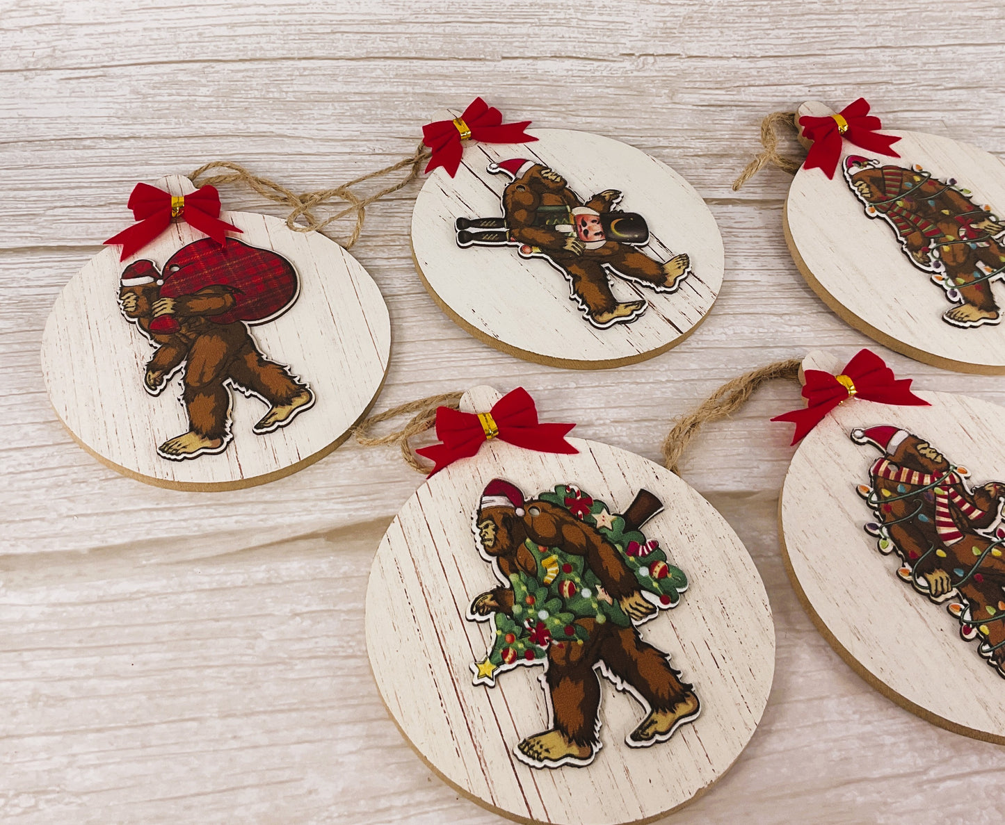 AGSD Christmas Decor - Bigfoot Sasquatch 3-D Ornaments 6pc Set