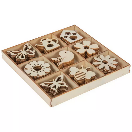 HL Spring Craft Supply - Mini Wood Spring Summer Icons 54pc Set