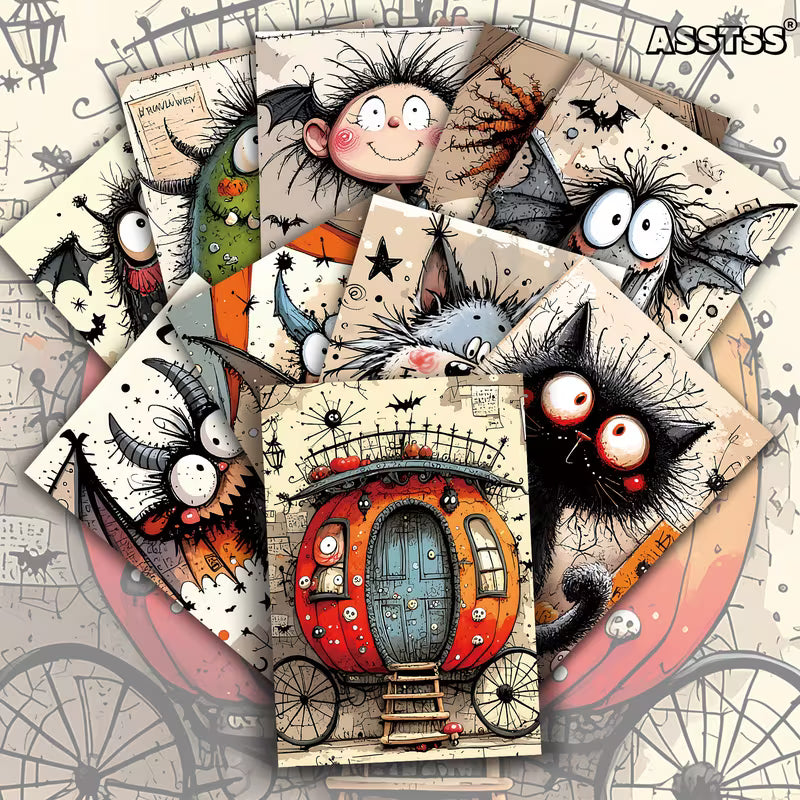 TM Halloween Craft Supplies - Whimsy Cute Characters Postcard Journal Cards 20pk