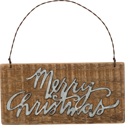 Primitives By Kathy 6 Inches x 3 Inches Merry Christmas Sign Decorative Hanging Ornament