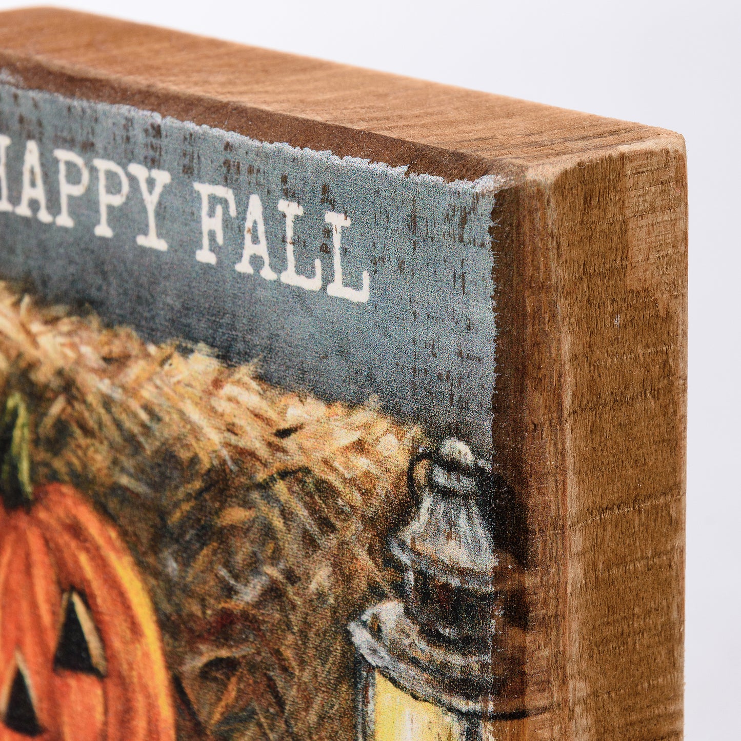 PBK Halloween Decor - Happy Fall Jack O Lantern Mini Tier Tray Block Sign