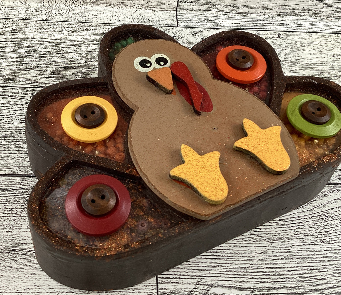 AGD  Fall Decor -  Button Turkey Chunky Wood Shaker Sitter CLEARANCE