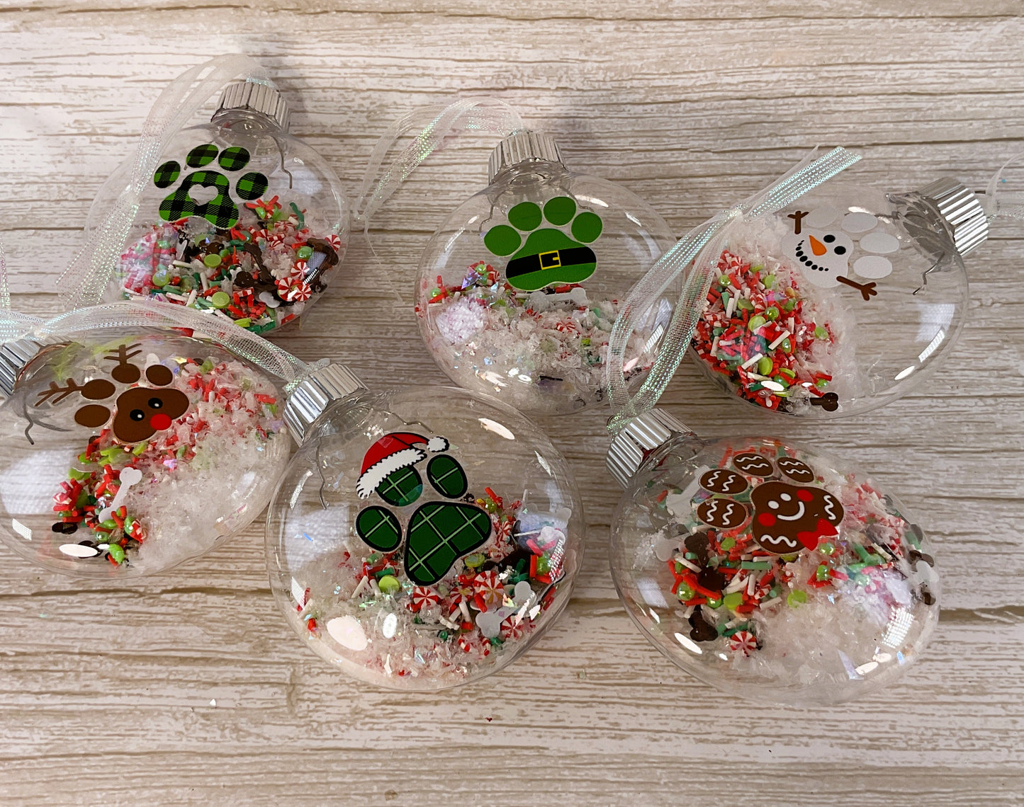 AGSD Christmas Decor - Puppy Dog Paws Fill-able Round Ornaments 12pc