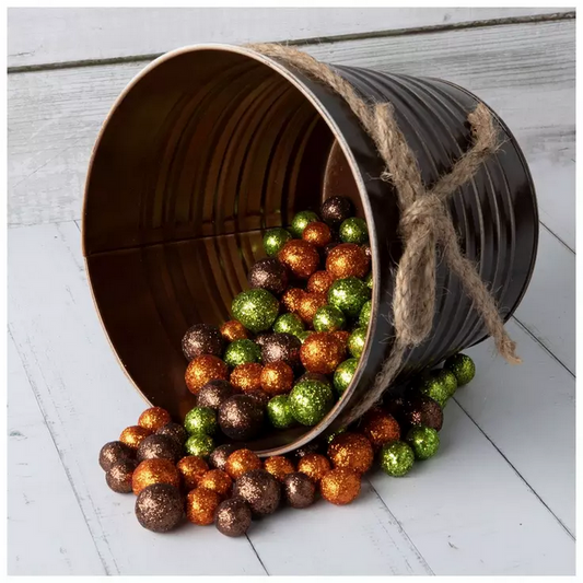 HL Fall Decor - Brown Rust Green Glitter Berries Ball Fillers 1pk