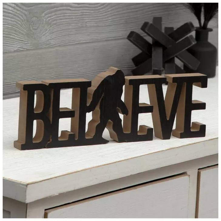 HL Home Decor - Novelty Bigfoot Cut-out Believe Wood Sitter Sign