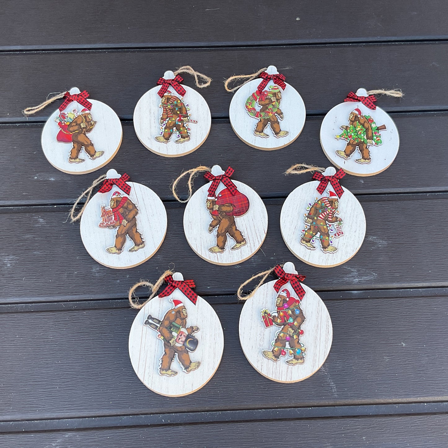 AGSD Christmas Decor - Bigfoot Sasquatch 3-D Ornaments 9pc Set