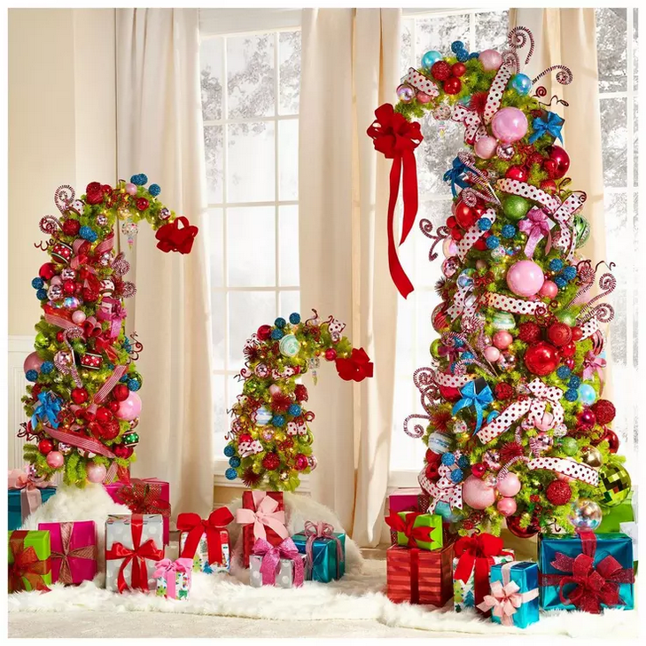HL Christmas Decor - Whimsical Lime Green Tinsel LED Lighted Tree 3ft