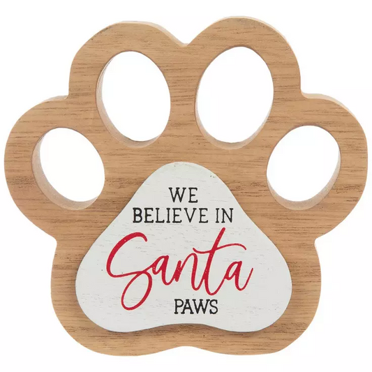 HL  Christmas Decor - We Believe in Santa Paws Block Sign