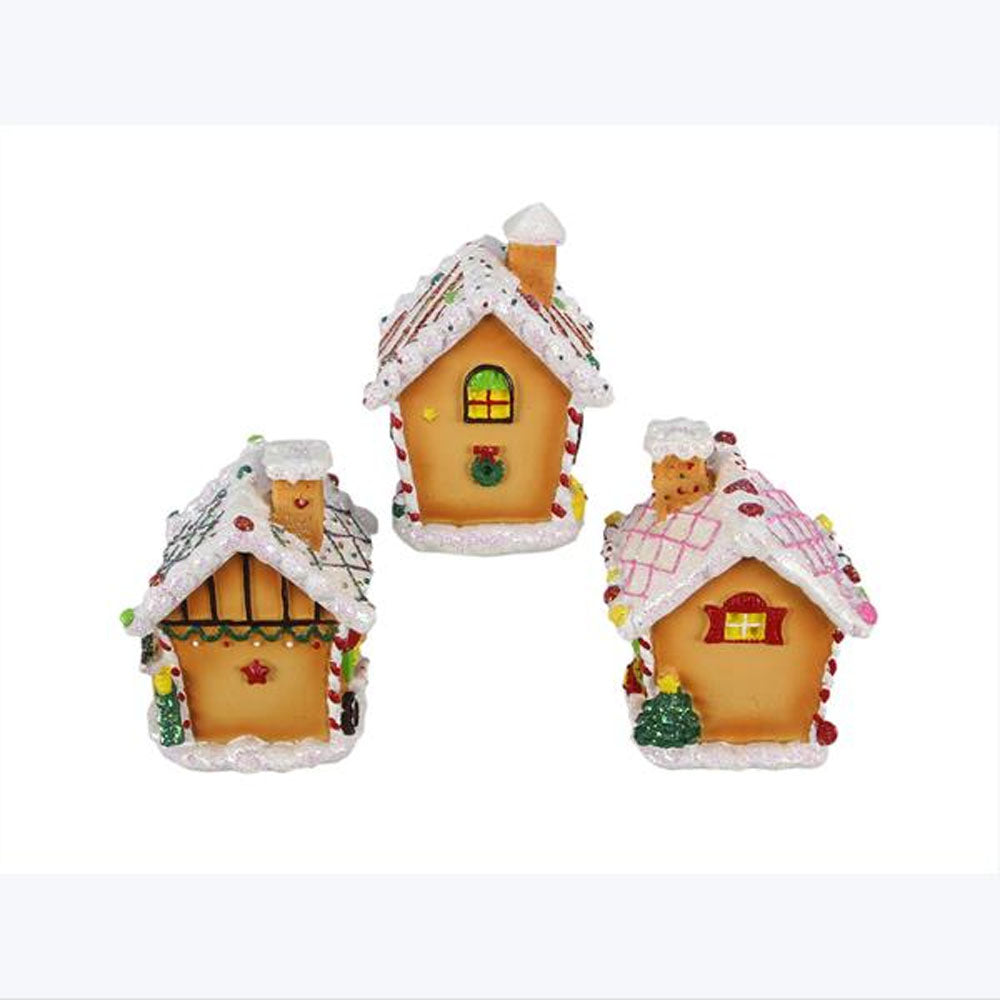 YI Christmas Decor - Small Gingerbread Cookie Houses 3pc Set