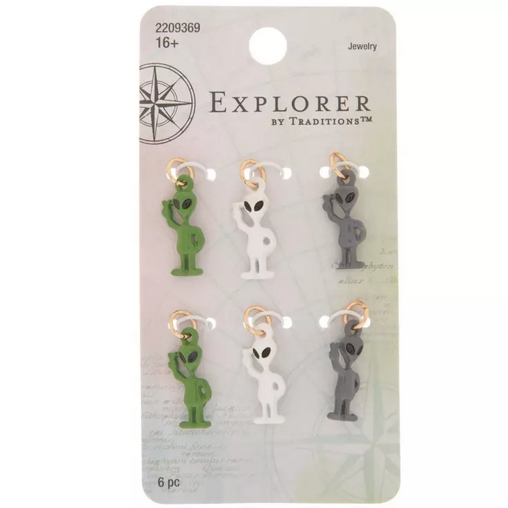 HL Jewelry Charms - Tiny Alien Pendant Charms for Earrings Necklace 6ct