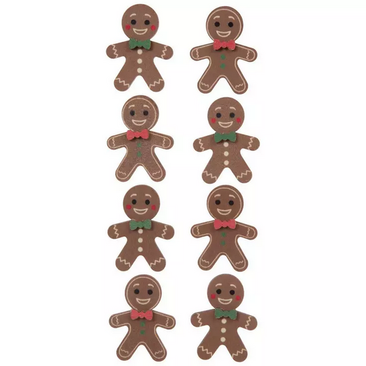 HL Christmas Craft Supply - 3-D Wood Gingerbread Man Stickers 8pc Set