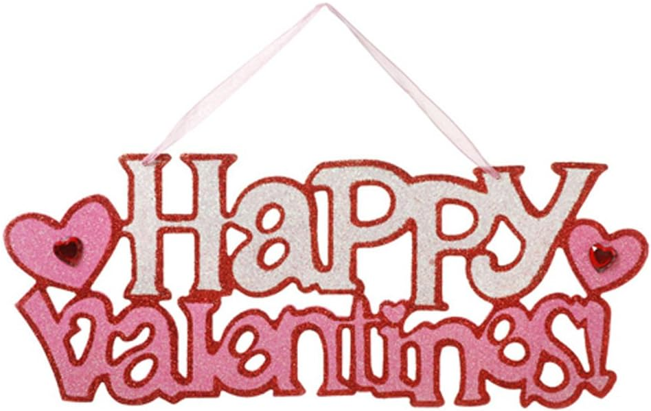 Darice Valentines Decor - Pink and Red Wall Wreath Sign 15.25 inches