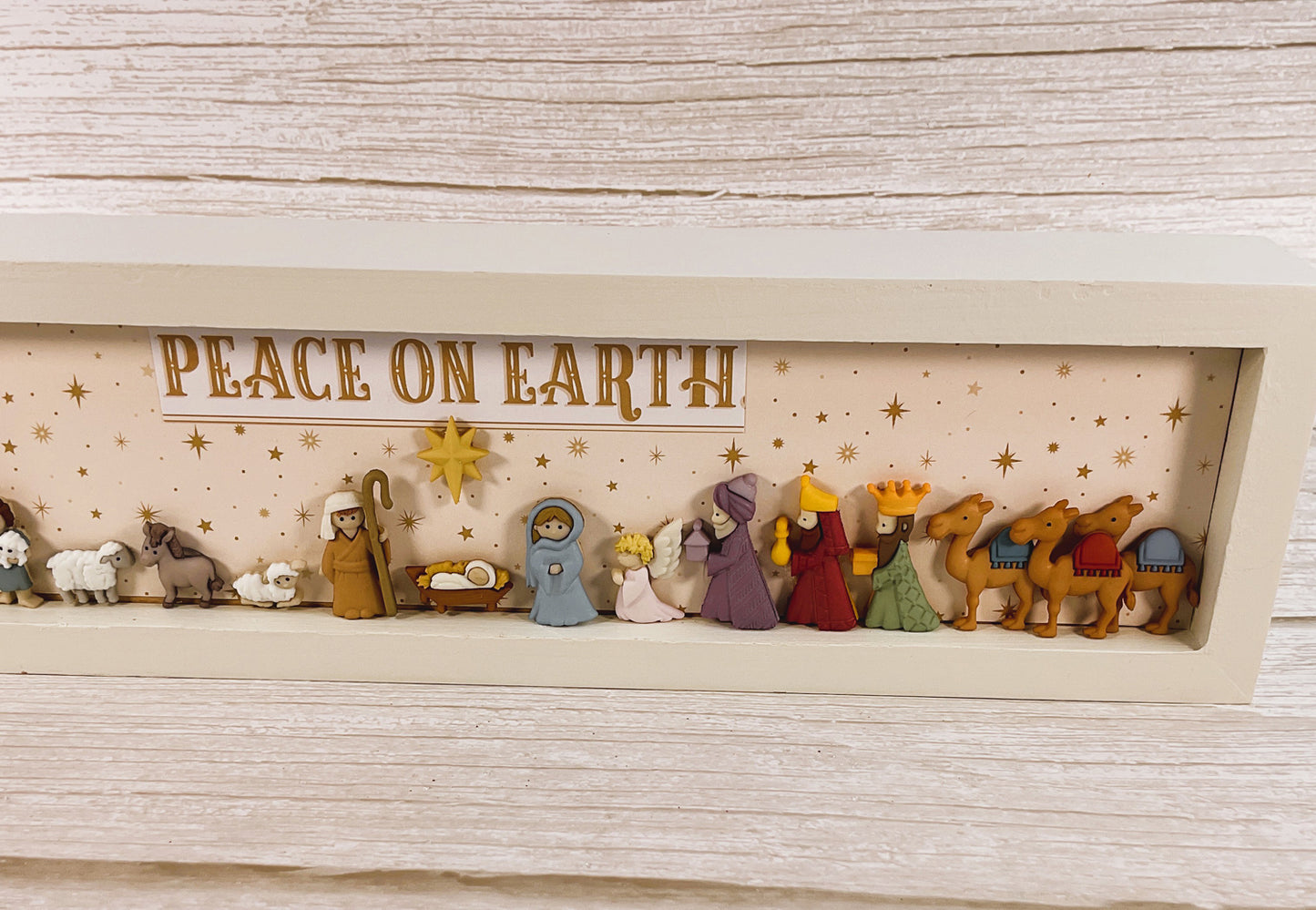 AGSD Christmas Decor - Nativity Scene Flat Back Button Inset Sign