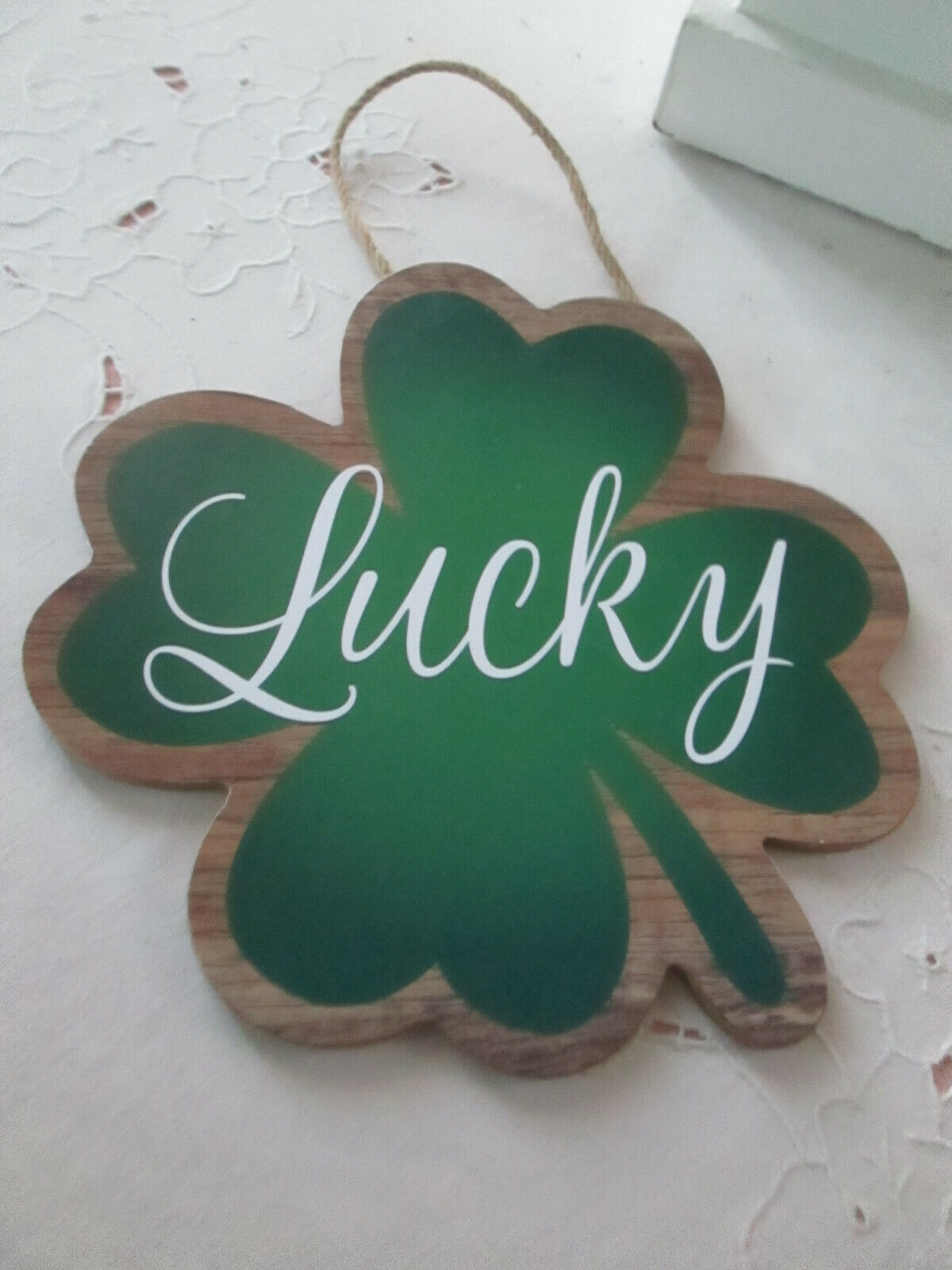 Darice St Patricks Decor - Lucky Shamrock MDF Wood Wreath Sign