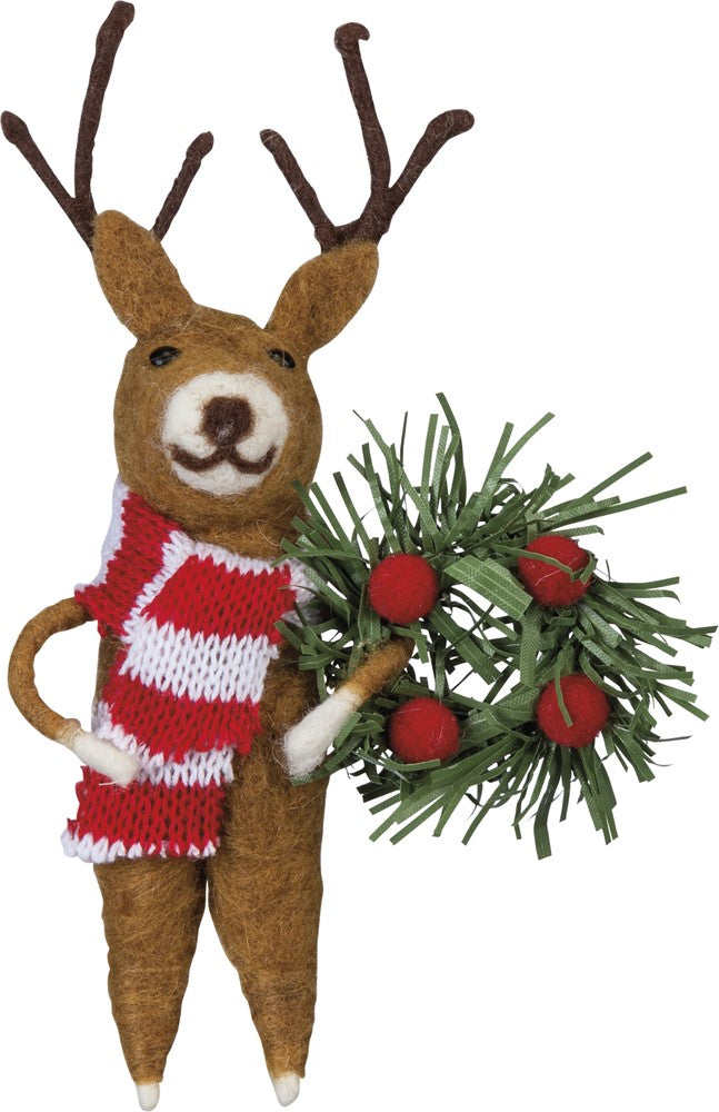 Primitives by Kathy PBK Christmas Decor - Felt Reindeer with Wreath
