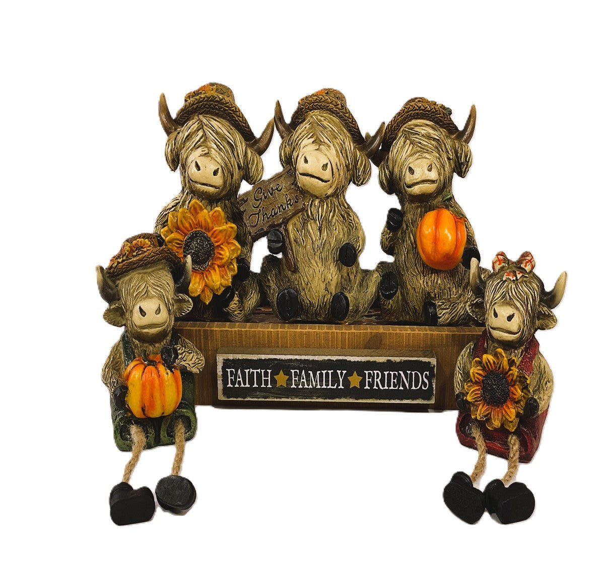 AGSD Fall Decor - Autumn Harvest Highland Cows wikth Stand 6pc Set