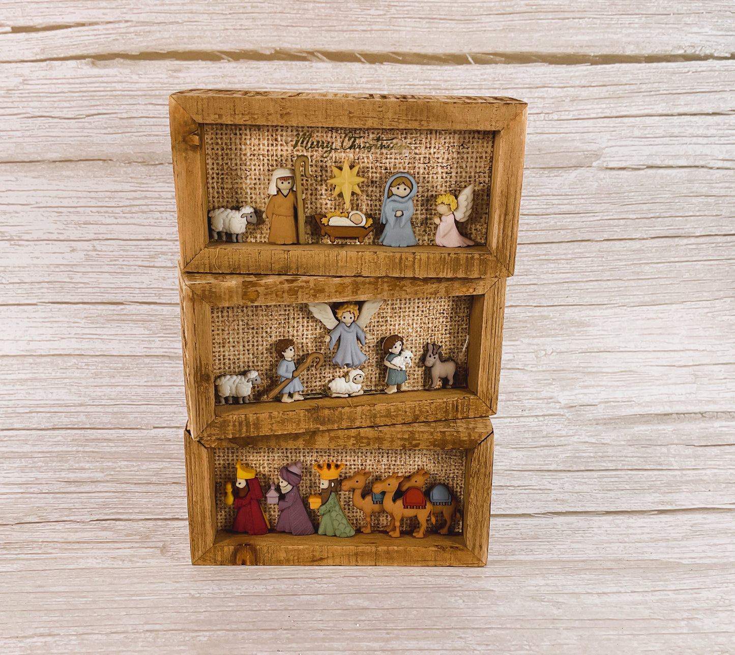 AGSD Christmas Decor - Nativity Scene Flat Back Button Inset Signs 3pc