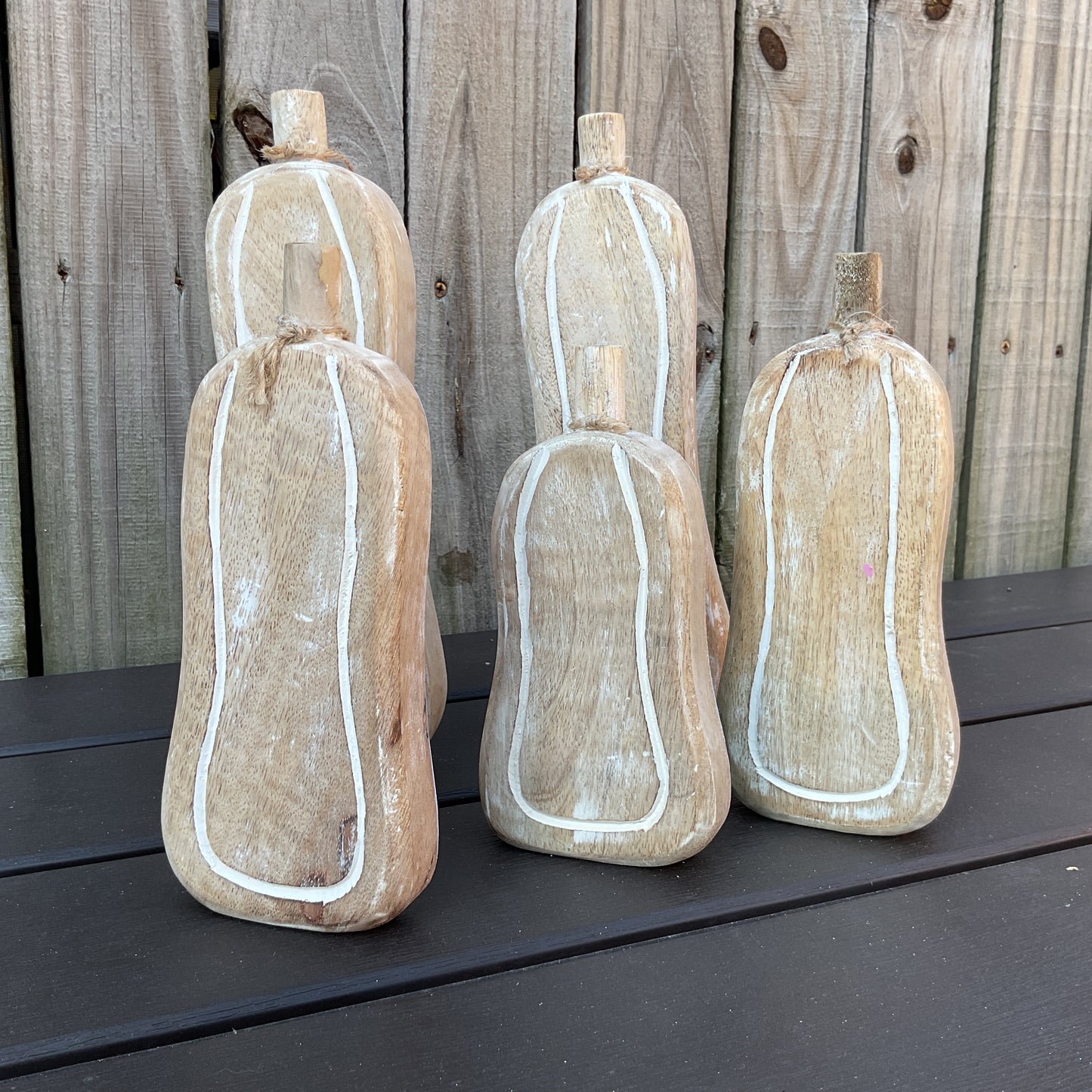AGD Halloween Decor - Glam Pastel Skinny Chunky Wood Pumpkin Sitters 5pc Set