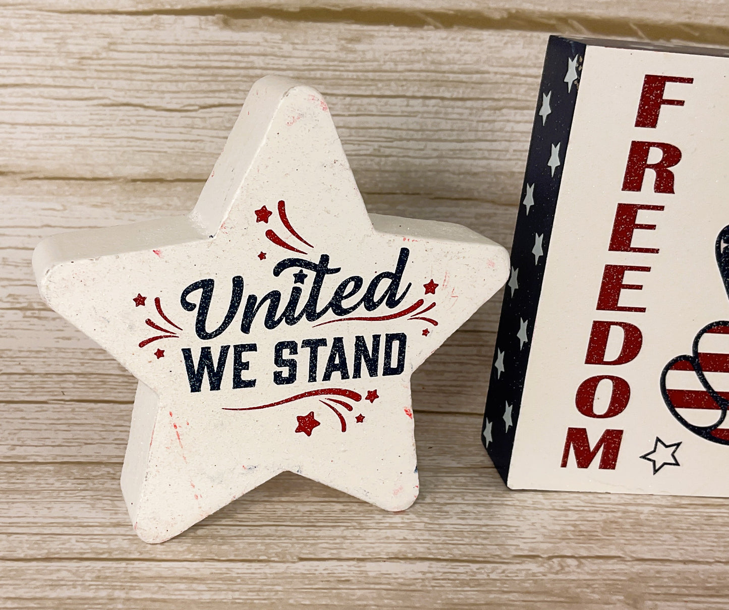 HL Patriotic Decor - Chunky Wood Reversible Stars & Sign 3pc Set