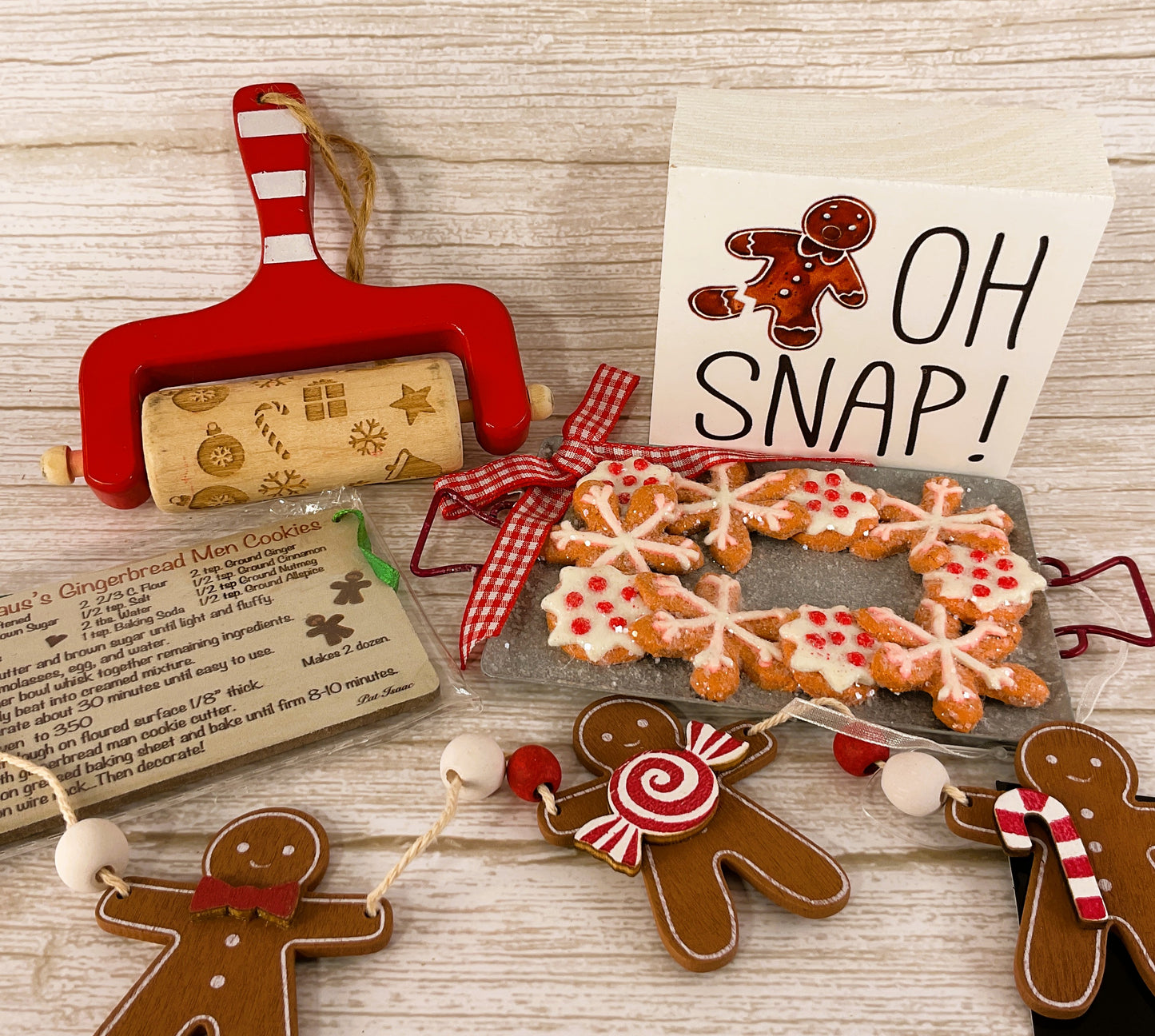 Christmas Decor - Gingerbread Theme Tier Tray Bundle 5pc