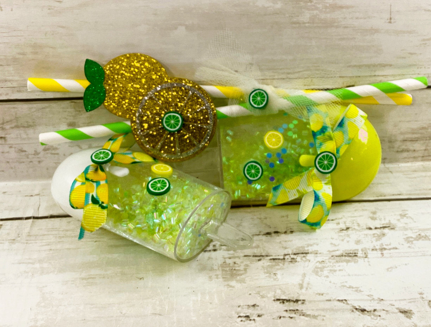 AGD Summer Decor - Lemon Lime Straw Popsicle Shaker 3pc Tier Tray Set