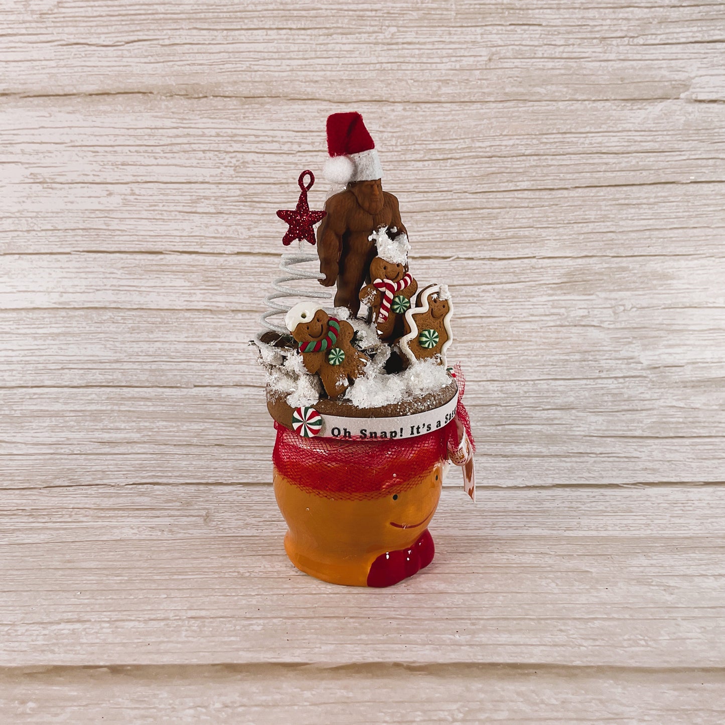 AGSD Christmas Decor - Gingerbread Big Foot Sasquatch Mini Mug Display