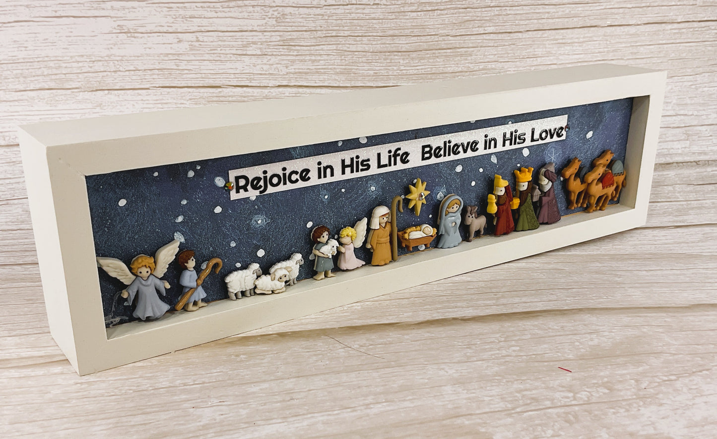 AGSD Christmas Decor - Nativity Manger Scene Flat Back Button Inset Sign