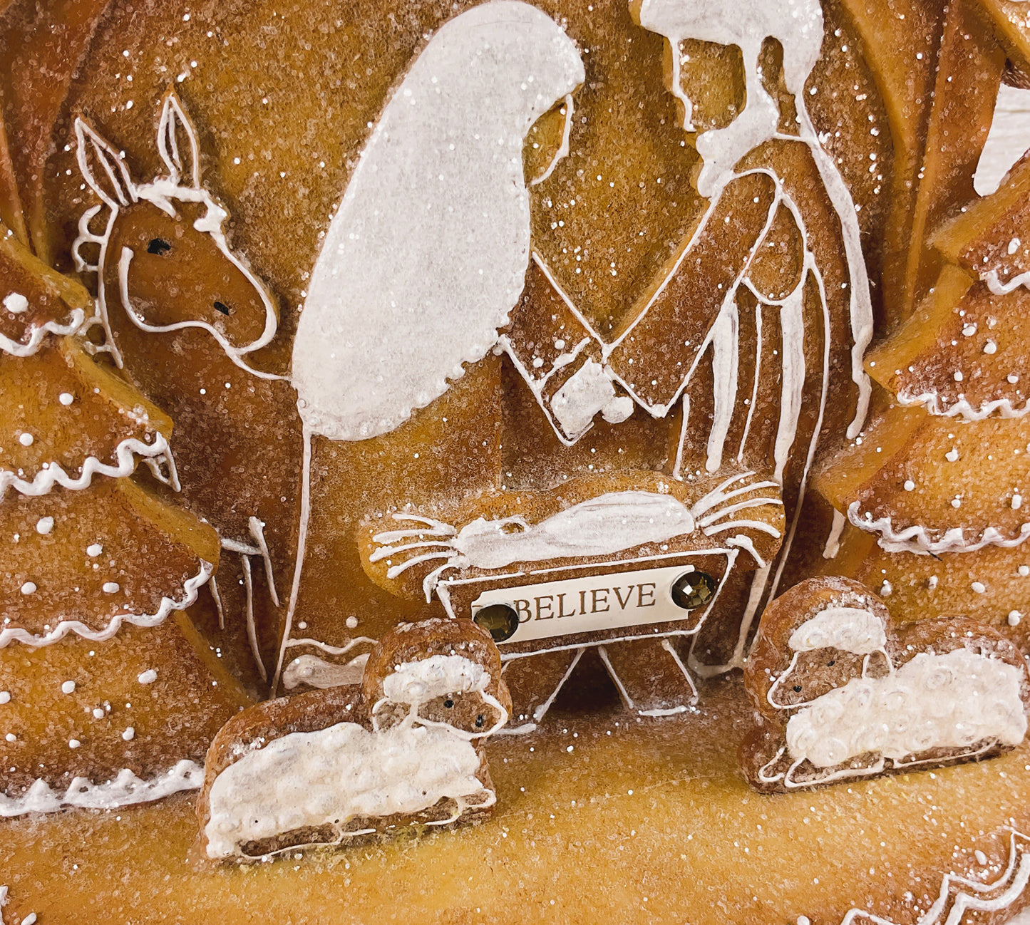 AGSD Christmas Decor - Love Gingerbread Nativity Holy Family Stable Figurine