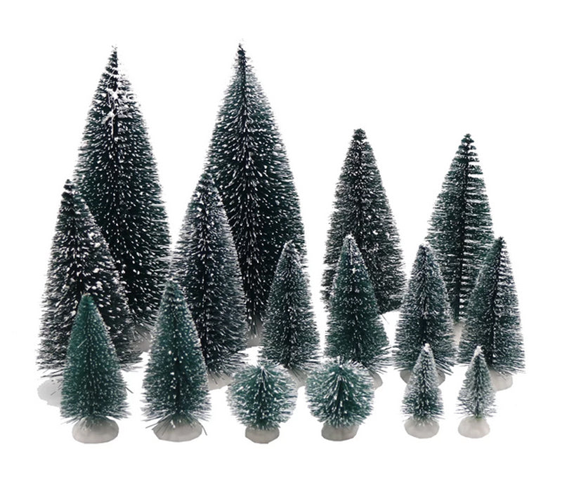 WM Christmas Decor -Green Sisal Bottlebrush Tree Set 18pc Set