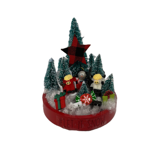 AGSD Christmas Decor - Highland Cows Miniature Mini Fairy Tier Tray Scene