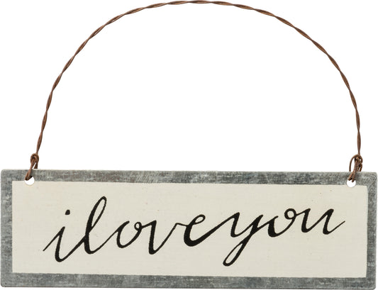 PBK Valentines Decor - I Love You Ivory Ornament Sign